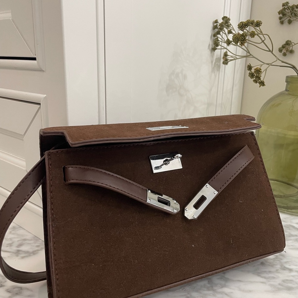 Elegant Brown suede woman’s handbag